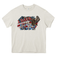 Cream i back the blue eagle Heavy Core Tee - NancyCooperArtShop