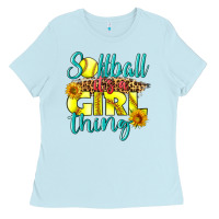 Baby Blue softball it's a girl thing Ladies Tee - LillyAllenDesigns