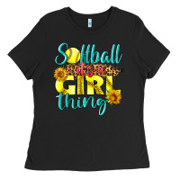 Black softball it's a girl thing Ladies Tee - LillyAllenDesigns