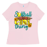 Bubblegum Pink softball it's a girl thing Ladies Tee - LillyAllenDesigns