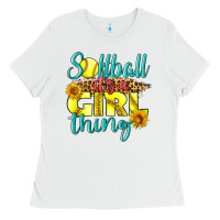White softball it's a girl thing Ladies Tee - LillyAllenDesigns