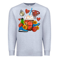 Heather Grey Basketball Frappe Coffee Premium Sweatshirt - FaDigitalArtStudio