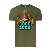 Vintage Olive good luck Vintage Tee - JahusDesignShop