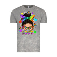 Cloud Rock LGBTQ+ Messy Bun Mum Love With Hearts Vintage Tee - BundleAndBundleShop