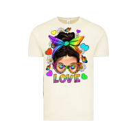 Vintage Arctic LGBTQ+ Messy Bun Mum Love With Hearts Vintage Tee - BundleAndBundleShop