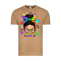 Lgbtq+ Messy Bun Mum Love With Hearts Vintage Tee | Teevron