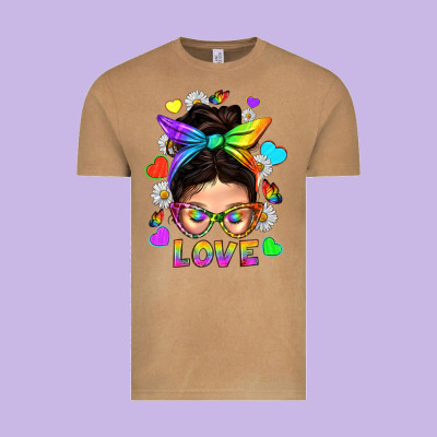 Lgbtq+ Messy Bun Mum Love With Hearts Vintage Tee Designed By Bundleandbundleshop