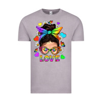 Vintage Zinc LGBTQ+ Messy Bun Mum Love With Hearts Vintage Tee - BundleAndBundleShop