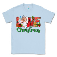 Dusty Blue Love Christmas With Santa Classic Tee - BundleAndBundleShop