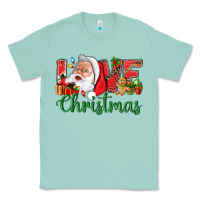 Seafoam Love Christmas With Santa Classic Tee - BundleAndBundleShop