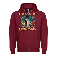 Burgundy chillin with my gnomies Zipper Hoodie - CowGirlArtShop