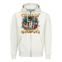 Oatmeal Heather chillin with my gnomies Zipper Hoodie - CowGirlArtShop