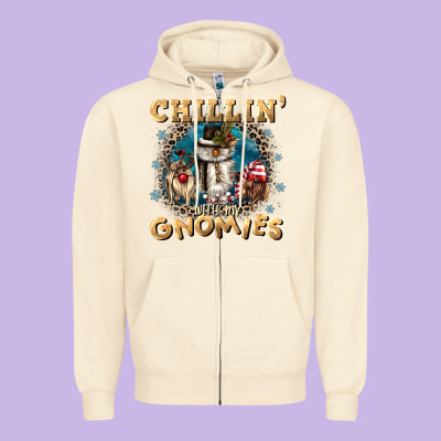Chillin With My Gnomies Zipper Hoodie Designed By Cowgirlartshop