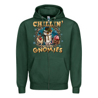 Sports Green chillin with my gnomies Zipper Hoodie - CowGirlArtShop