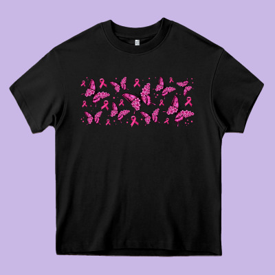 Breast Cancer Butterflies Heavy Core Tee Designed By Jasminsmagicworld