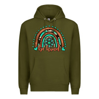 Army Green be kind western turquoise rainbow Premium Hoodie - JahusDesignShop
