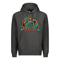 Charcoal Heather be kind western turquoise rainbow Premium Hoodie - JahusDesignShop