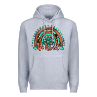 Heather Grey be kind western turquoise rainbow Premium Hoodie - JahusDesignShop