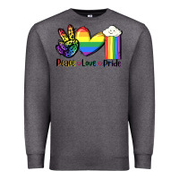 Charcoal Heather Peace love Pride Premium Sweatshirt - FaDigitalArtStudio