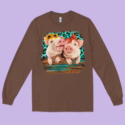Cute Couple Pigs Long Sleeve Tee Designed By Bettercallsaul
