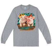 Heather Grey Cute Couple Pigs Long Sleeve Tee - Bettercallsaul