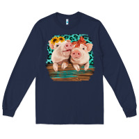 Navy Cute Couple Pigs Long Sleeve Tee - Bettercallsaul