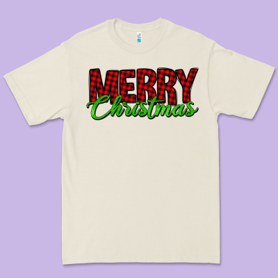 Merry Christmas Tartan Premium Tee Designed By Jasminsmagicworld