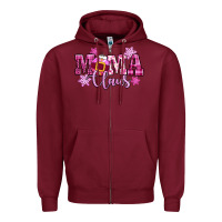 Burgundy mama claus pink christmas Zipper Hoodie - CowGirlArtShop