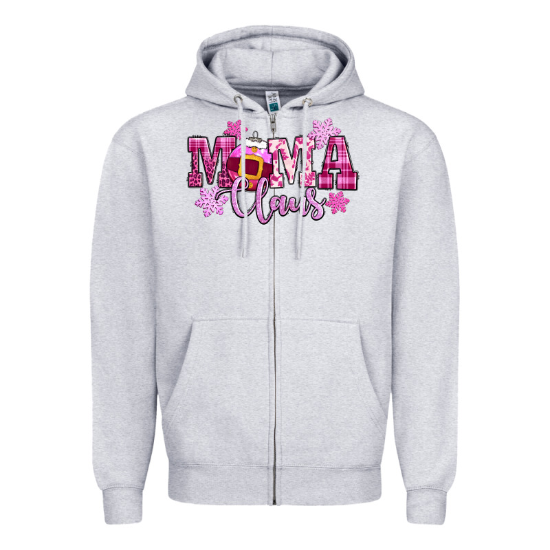 Mama Claus Pink Christmas Zipper Hoodie by CowGirlArtShop | Teevron