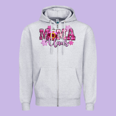 Mama Claus Pink Christmas Zipper Hoodie Designed By Cowgirlartshop