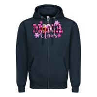 Navy mama claus pink christmas Zipper Hoodie - CowGirlArtShop