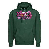 Sports Green mama claus pink christmas Zipper Hoodie - CowGirlArtShop