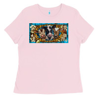 Bubblegum Pink western cow turquoise’s white flowers license plate template Ladies Tee - BarkalooDesign