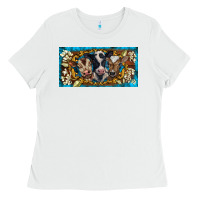 White western cow turquoise’s white flowers license plate template Ladies Tee - BarkalooDesign