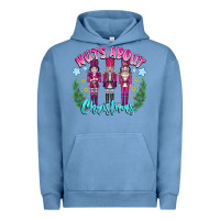 Pigment Pebble Blue Nuts About Christmas Urban Hoodie - CowhideDigitalArt