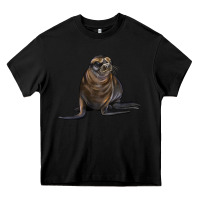Black Sea Lion Illustrations Heavy Core Tee - LillyAllenDesigns