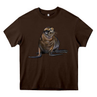 Chocolate Brown Sea Lion Illustrations Heavy Core Tee - LillyAllenDesigns
