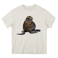 Cream Sea Lion Illustrations Heavy Core Tee - LillyAllenDesigns