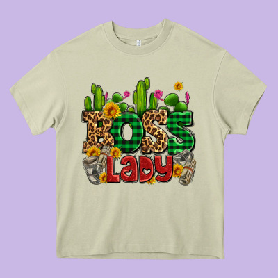 Boss Lady With Money And Cactus Heavy Core Tee Designed By Adodesignshop