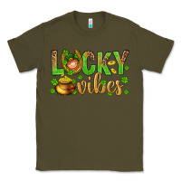 Army Green St. Patricks day lucky vibes Classic Tee - BundleAndBundleShop