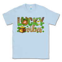 Dusty Blue St. Patricks day lucky vibes Classic Tee - BundleAndBundleShop