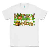 White St. Patricks day lucky vibes Classic Tee - BundleAndBundleShop