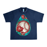 Navy baseball and western roses teardrop  7 Urban Heavy Tee - BundleAndBundleShop