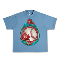 Pebble Blue baseball and western roses teardrop  7 Urban Heavy Tee - BundleAndBundleShop