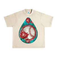 Sandshell baseball and western roses teardrop  7 Urban Heavy Tee - BundleAndBundleShop