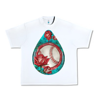 White baseball and western roses teardrop  7 Urban Heavy Tee - BundleAndBundleShop