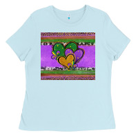 Baby Blue mardi gras hearts and fleur de lis Ladies Tee - Jasminsmagicworld