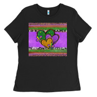 Black mardi gras hearts and fleur de lis Ladies Tee - Jasminsmagicworld