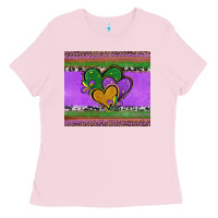 Bubblegum Pink mardi gras hearts and fleur de lis Ladies Tee - Jasminsmagicworld