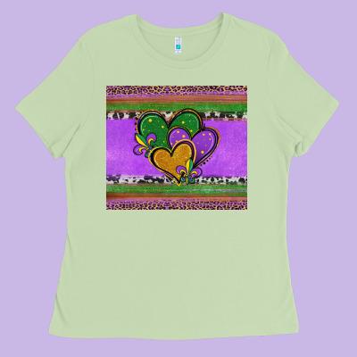 Mardi Gras Hearts And Fleur De Lis Ladies Tee Designed By Jasminsmagicworld